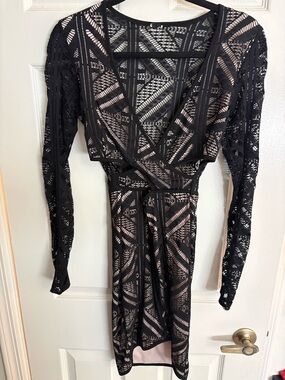 Black and nude lace cutout dress, estimated size S